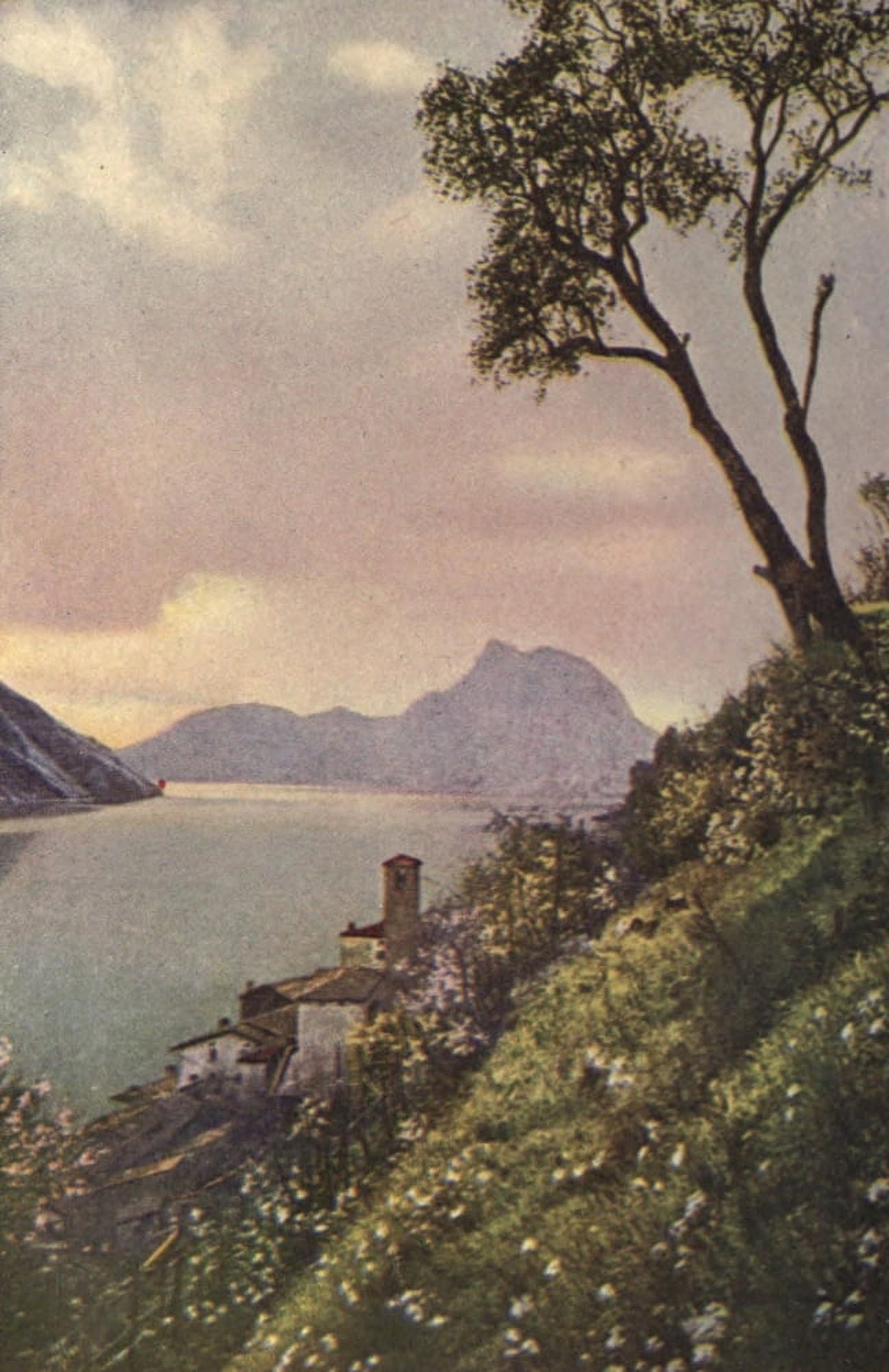Posterazzi The Spell of the Italian Lakes 1918 Gandria on Lake Lugano Canvas Art - Blanche McManus (24 x 36)