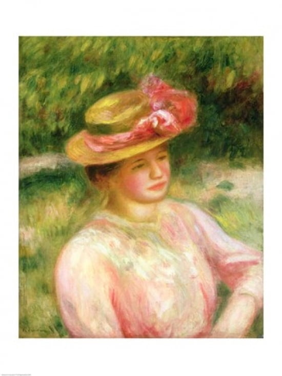 Posterazzi The Straw Hat 1895 Canvas Art - Pierre-Auguste Renoir (24 x 36)