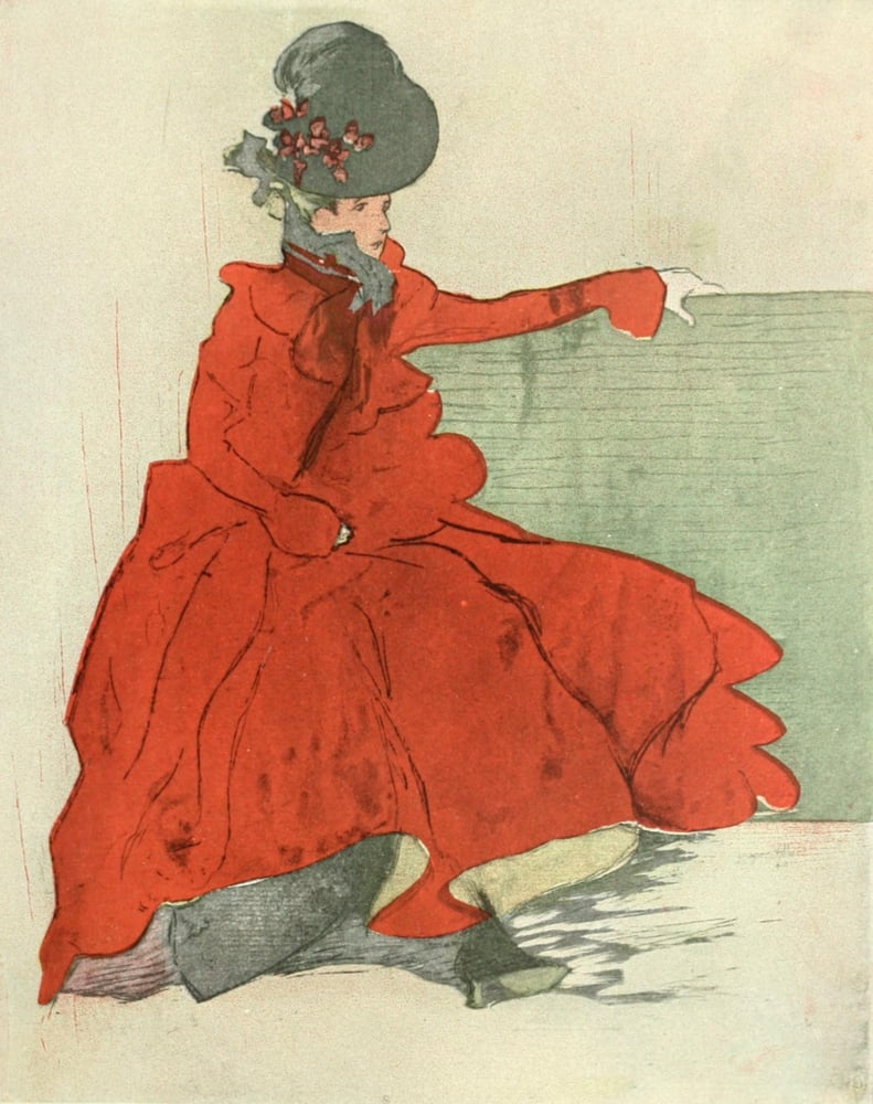 Posterazzi The Studio 1896 Nouveau Woman in Red Canvas Art - Unknown (24 x 36)