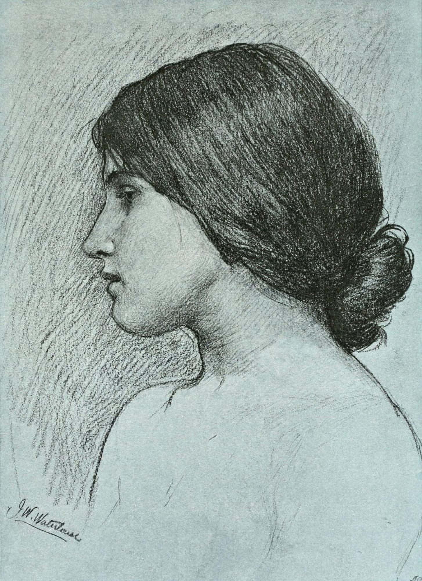 Posterazzi The Studio 1896 Study of a head Canvas Art - John William Waterhouse (24 x 36)