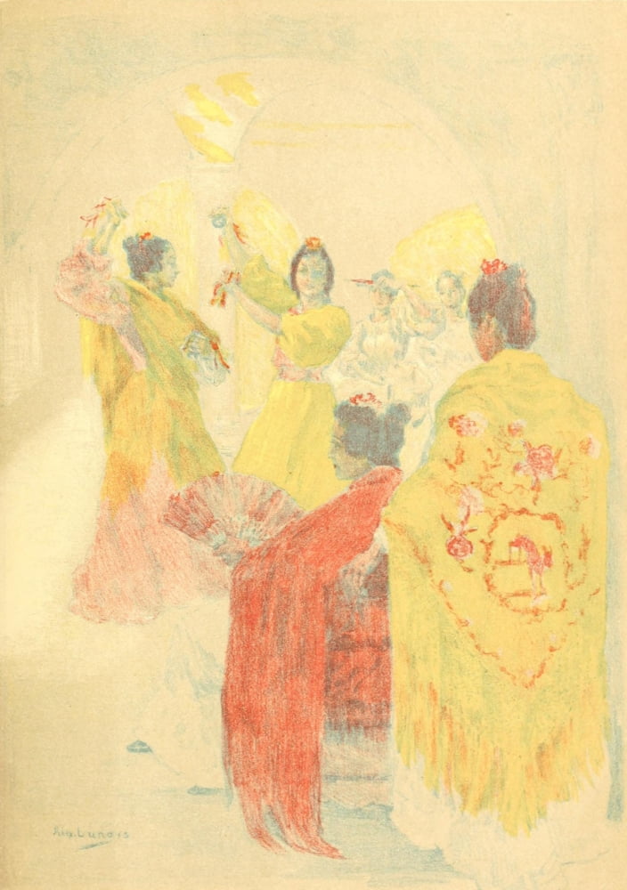 Posterazzi The Studio 1897 Spanish ladies Canvas Art - Alexandre Lunois (24 x 36)