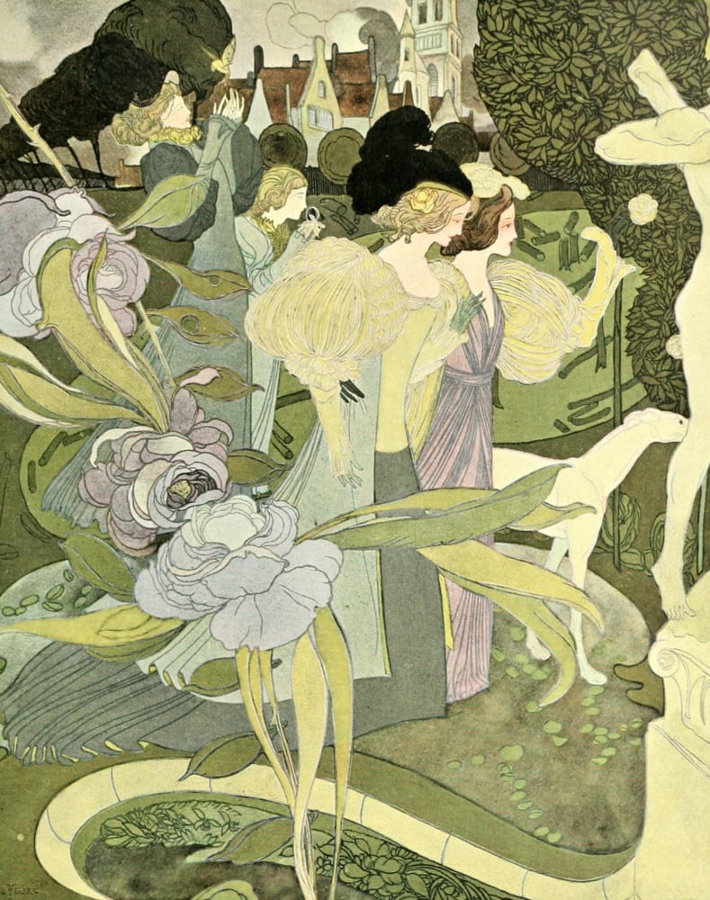 Posterazzi The Studio 1897 Women in gardens Canvas Art - Georges de Feure (24 x 36)