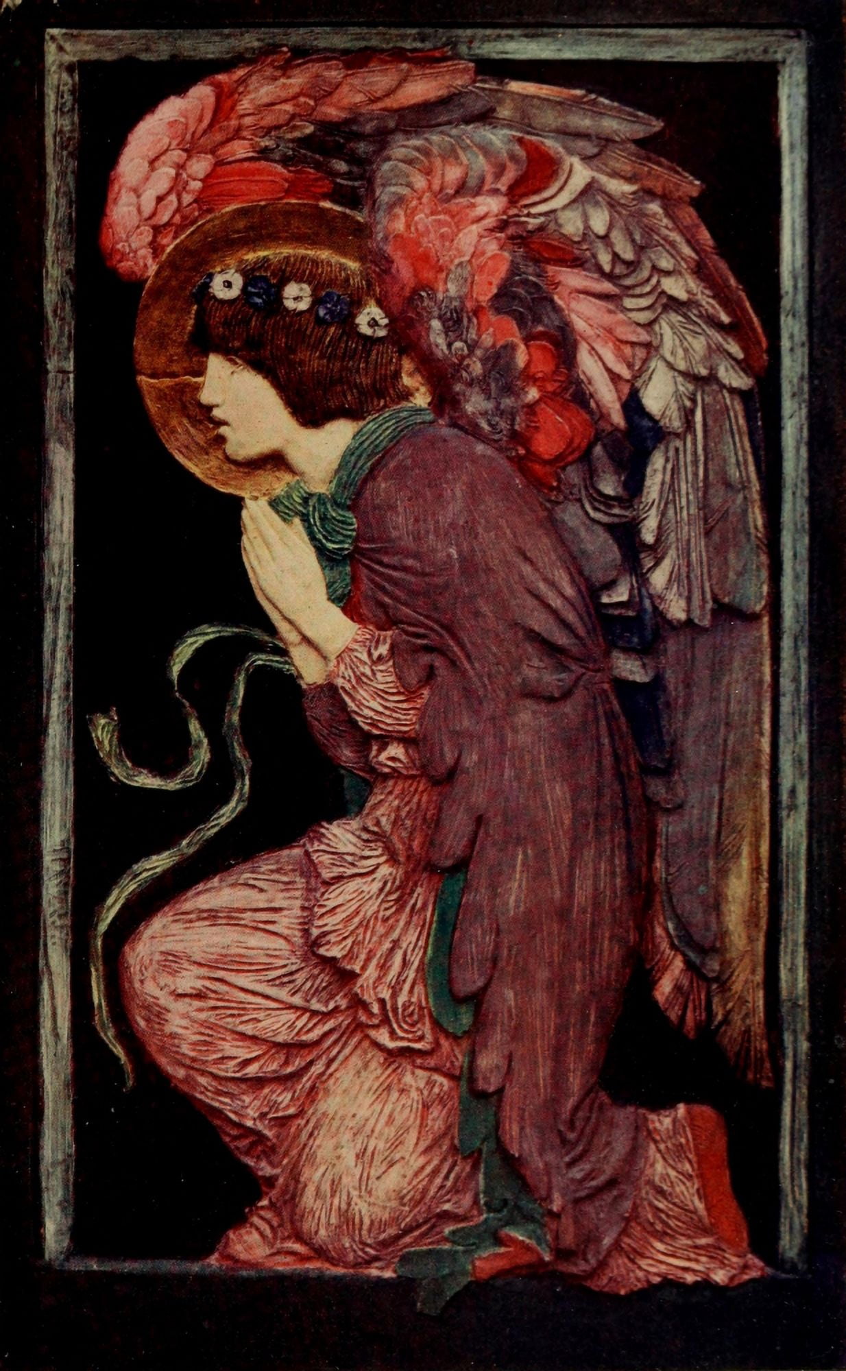 Posterazzi The Studio 1901 Angel Adoring (plaster relief) Canvas Art - Robert Anning Bell (24 x 36)