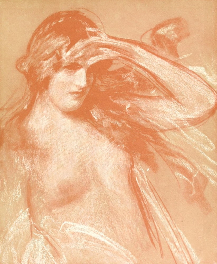 Posterazzi The Studio 1902 Study in sanguine Canvas Art - John William Waterhouse (24 x 36)