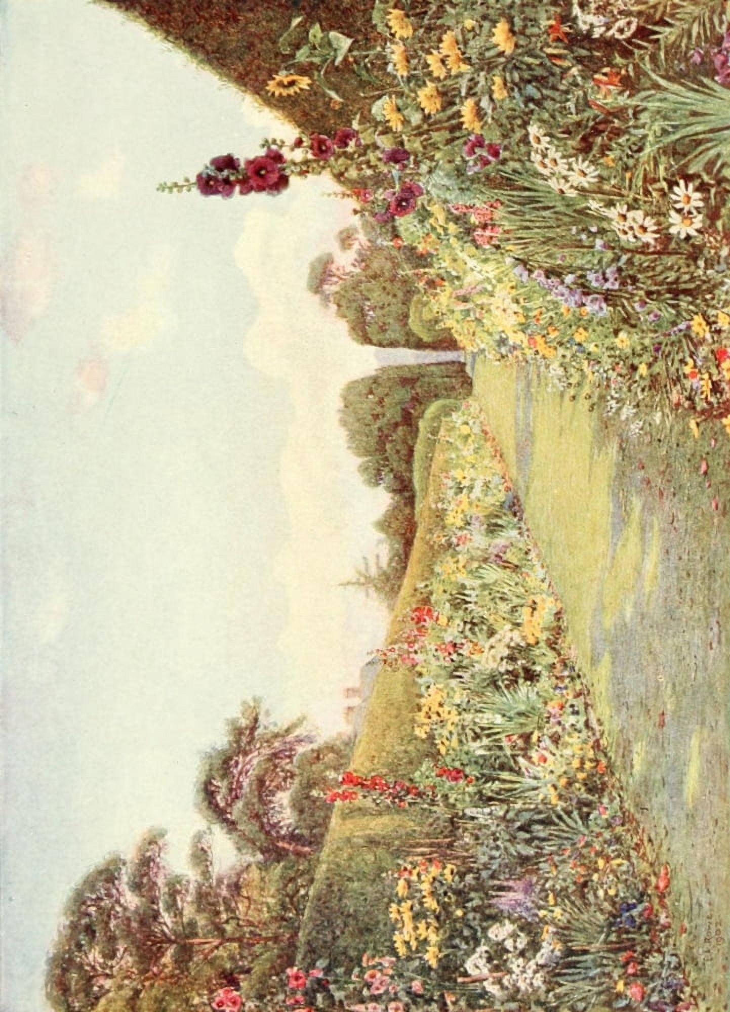 Posterazzi The Studio 1903 The Long Border Holme Lacy Canvas Art - Ernest A Rowe (24 x 36)