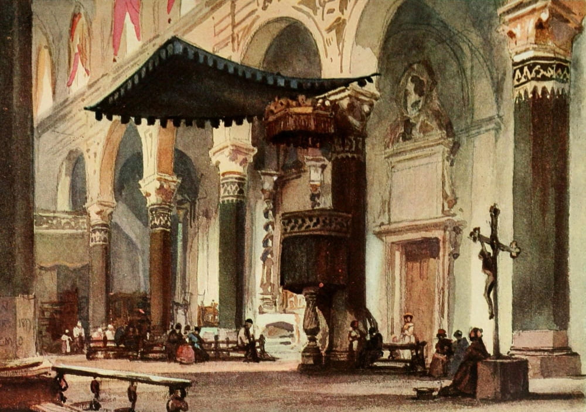 Posterazzi The Studio 1907 Interior of Cathedral San Remo Canvas Art - Alfred Waterhouse (24 x 36)
