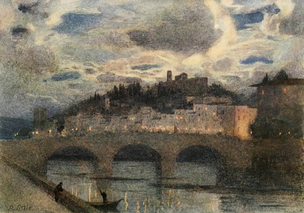 Posterazzi The Studio 1907 Moonlight at Florence Canvas Art - Robert W Little (24 x 36)