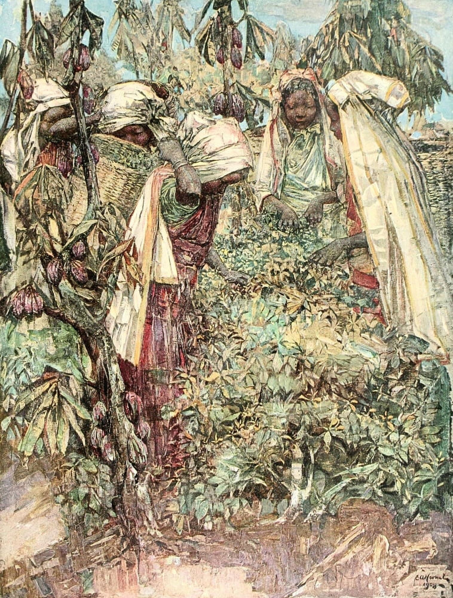 Posterazzi The Studio 1908 Tea Plucking in Ceylon Canvas Art - Edward Atkinson Hornel (24 x 36)