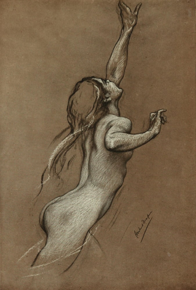 Posterazzi The Studio 1910 Study for Flying Fish Canvas Art - Herbert Draper (24 x 36)