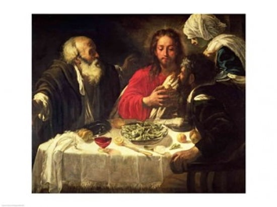 Posterazzi The Supper at Emmaus c1614-21 Canvas Art - Caravaggio (36 x 24)