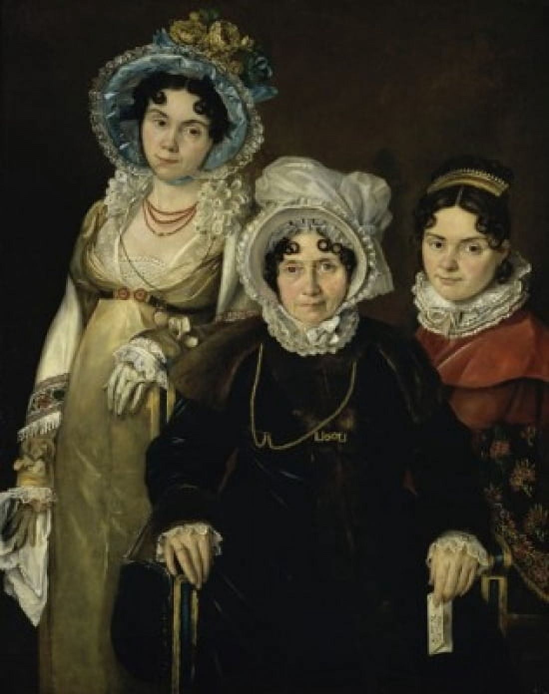 Posterazzi The Three Gand Ladies (Les Trois Dames de Gand) 19th C Jacques-Louis David (1748-1825French) Canvas Art - Jacques-Louis David (24 x 36)