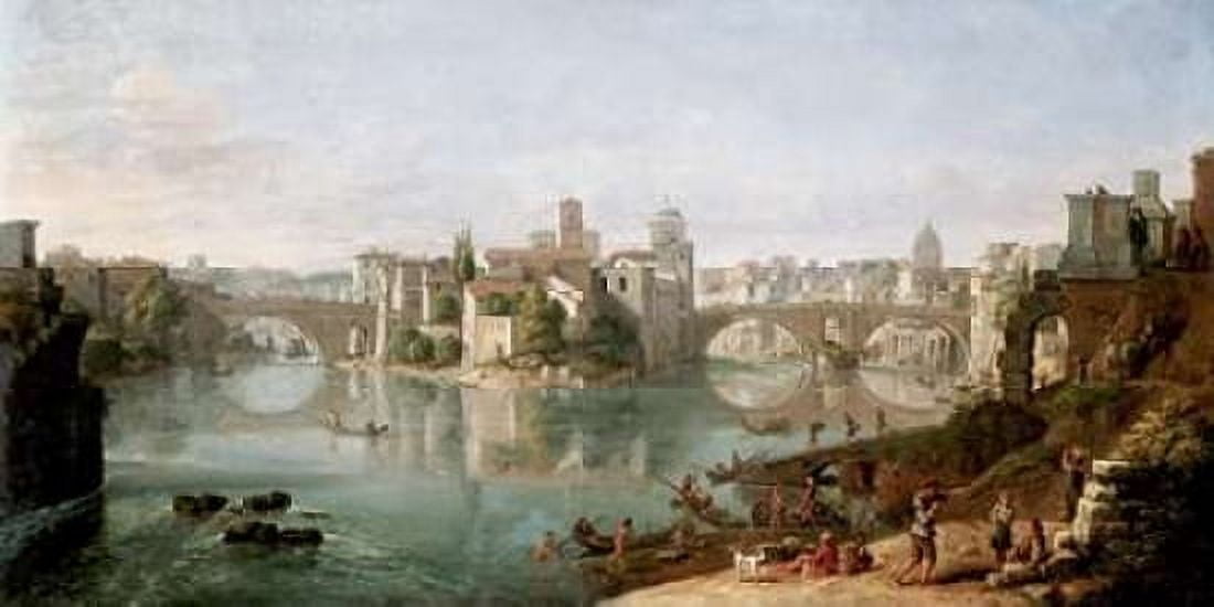 Posterazzi The Tiber in Rome Canvas Art - Gaspar van Wittel (10 x 20)