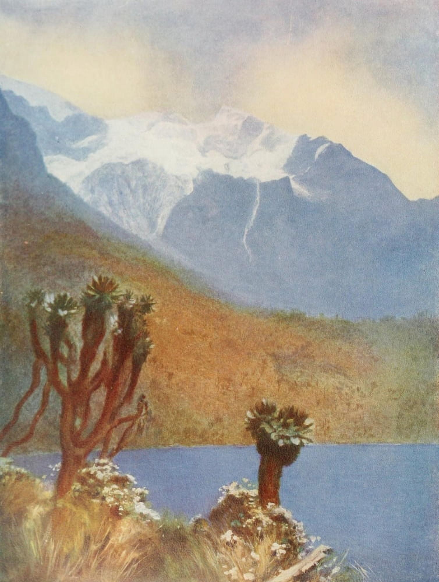 Posterazzi The Wonders of the World 1910 Lake Bujuku & Ruwenzori Canvas Art - GH Edwards (24 x 36)