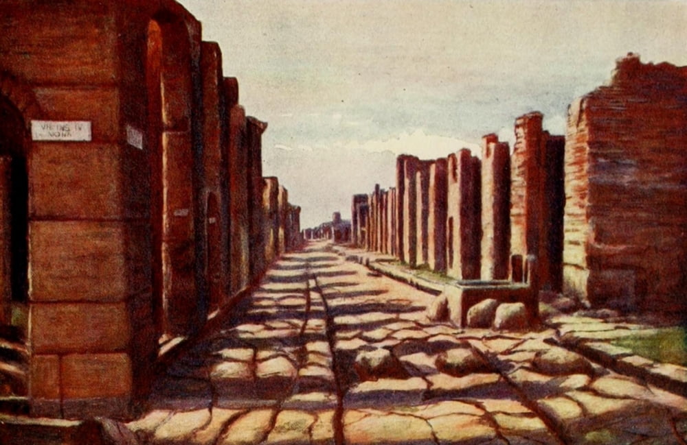 Posterazzi The Wonders of the World 1910 Pompeii principle streets Canvas Art - Unknown (24 x 36)