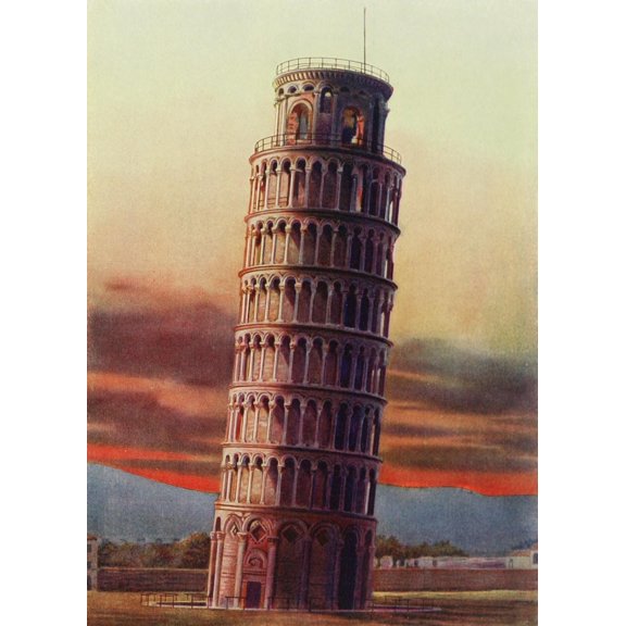 Posterazzi The Wonders of the World 1910 The Leaning Tower of Pisa Canvas Art - Unknown (24 x 36)