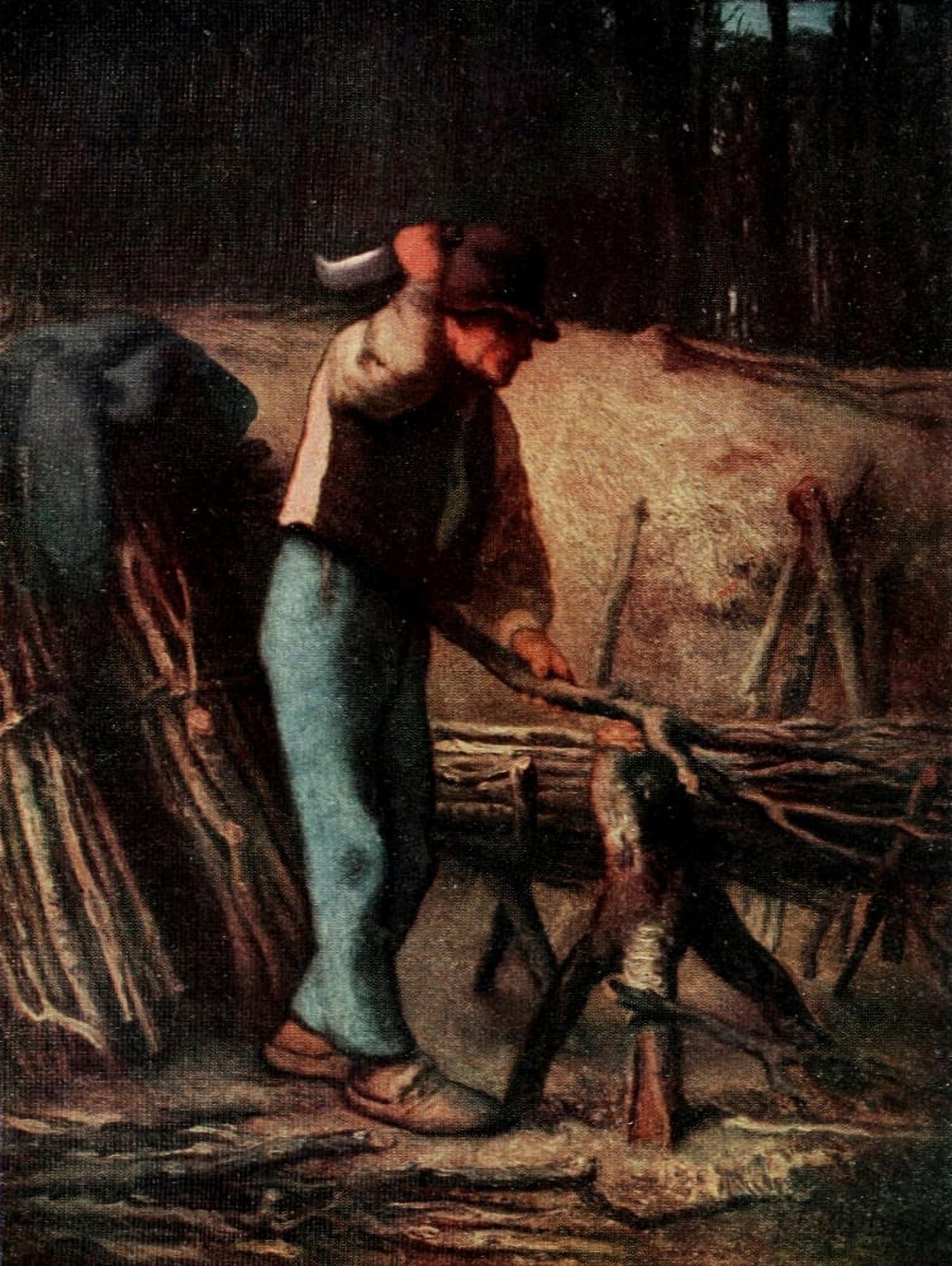 Posterazzi The Wood-cutter Millet 1910 Canvas Art - Jean-FranÔø?ois Millet (24 x 36)