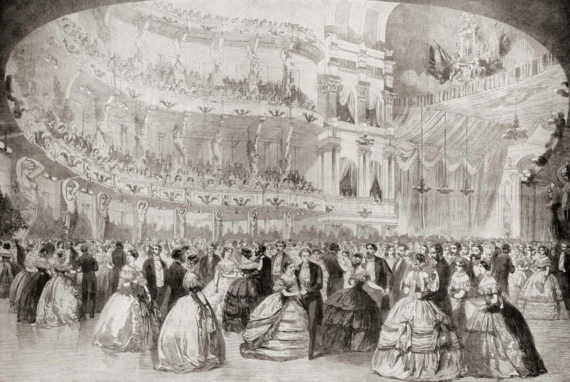 Posterazzi The ball at the Academy of Music in New York during Albert Edward Prince of Wales 1841 Canvas Art - Ken Welsh Design Pics (34 x 22)