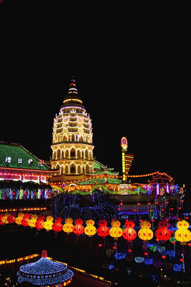 Posterazzi The fantastic lighting of Kek Lok Si Temple Penang Malaysia Canvas Art - Micah Wright Design Pics (24 x 38)