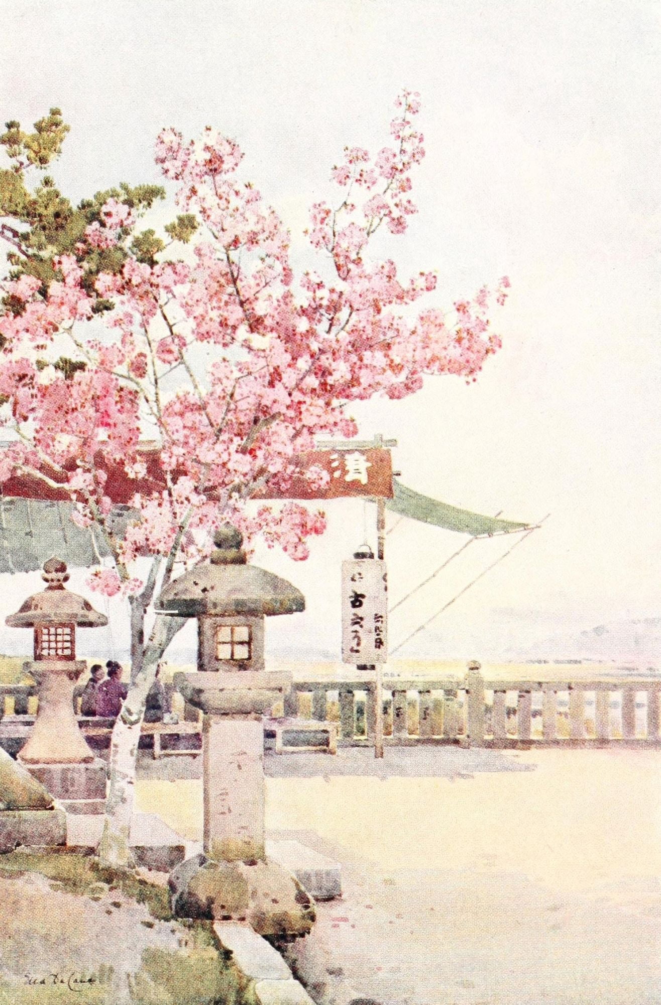 Posterazzi The pink cherry Flowers & Gardens of Japan 1908 Canvas Art - Ella Du Cane (24 x 36)