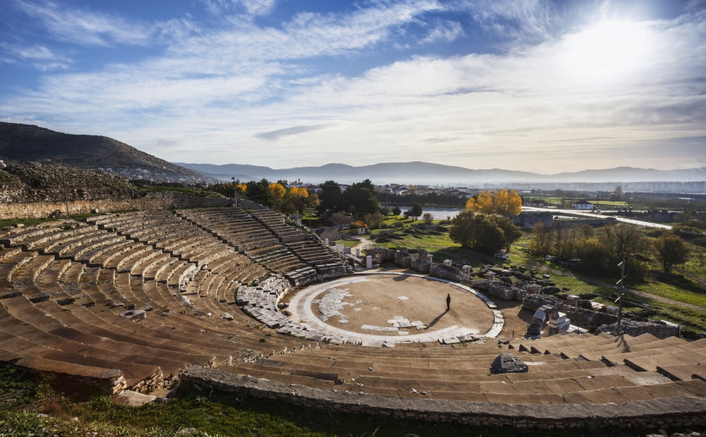 Posterazzi Theatre of Philippi Philippi Greece Canvas Art - Reynold Mainse Design Pics (38 x 24)