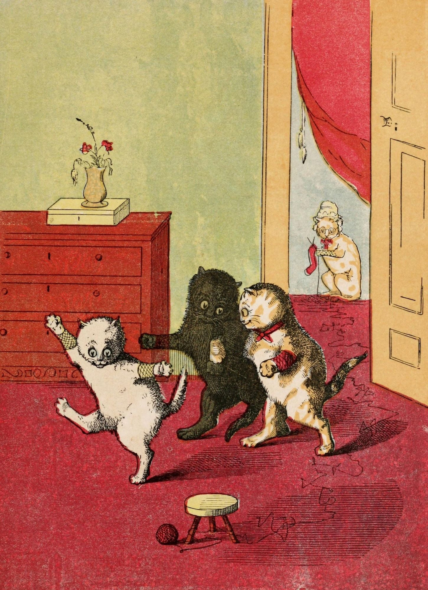 Posterazzi Three Little Kittens 1859 Going to eat the pie Canvas Art - RM Ballantyne (24 x 36)