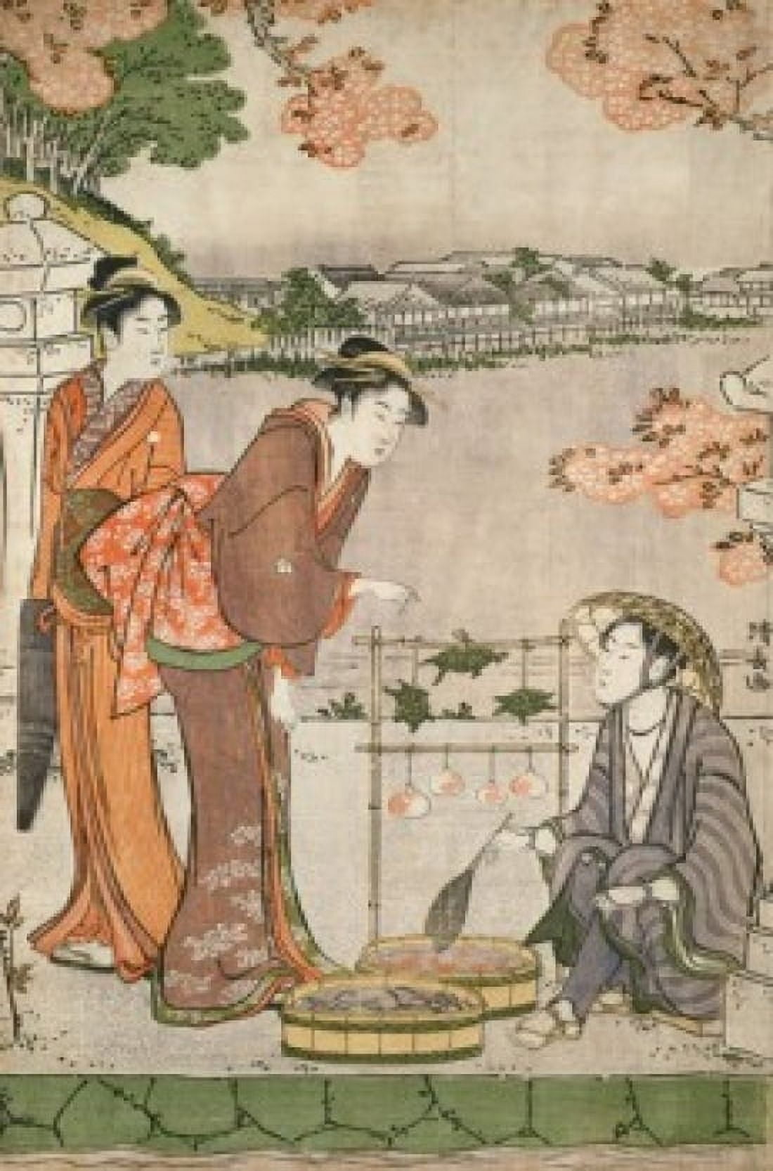 Posterazzi Three Women Cooking Japanese Art Woodcut Canvas Art - (24 x 36)