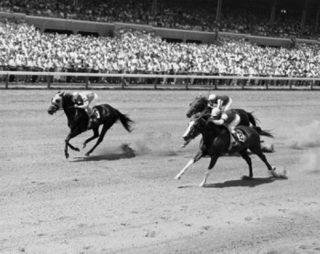 Posterazzi Three jockeys riding horses in a race Delaware Park Wilmington Delaware USA Canvas Art - (24 x 36)