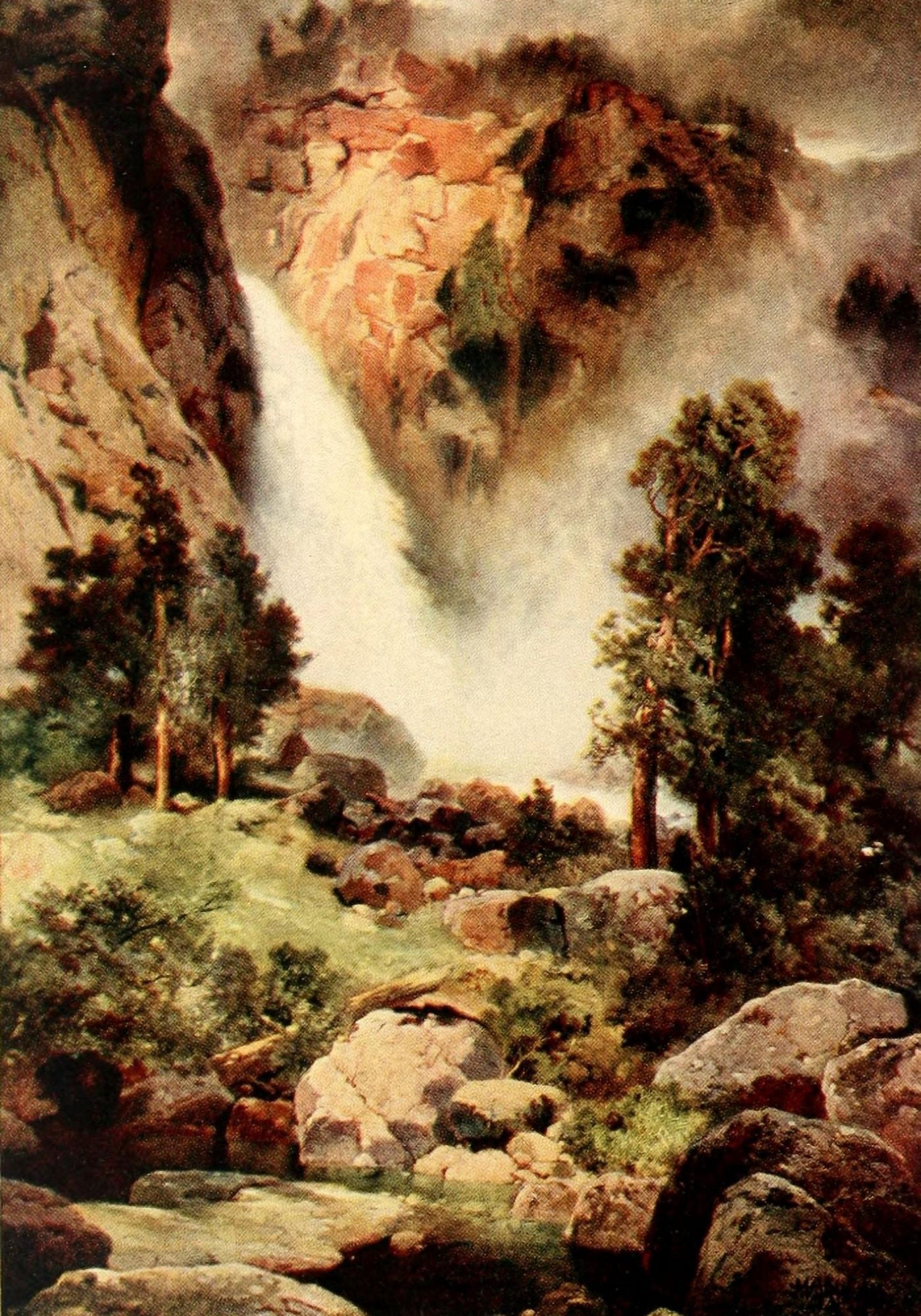 Posterazzi Three wonderlands of the American West 1912 Cascade Falls Yosemite Canvas Art - Thomas Moran (24 x 36)