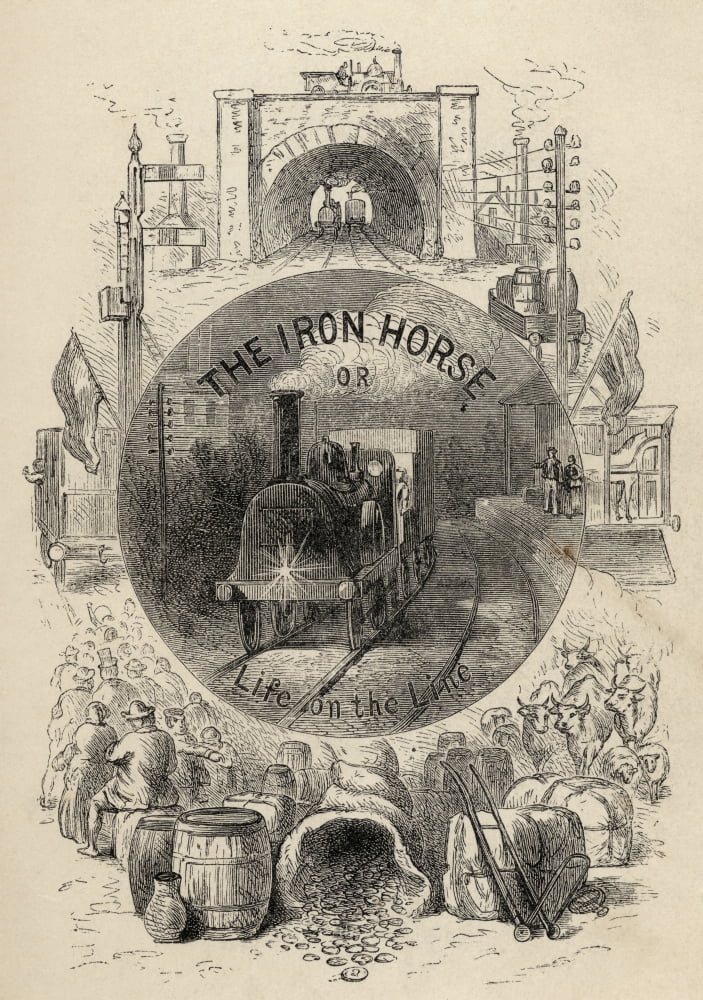 Posterazzi Title Page To The Iron Horse Or Life On The Line By RM Ballantyne Published 1884 Canvas Art - Ken Welsh Design Pics (24 x 34)
