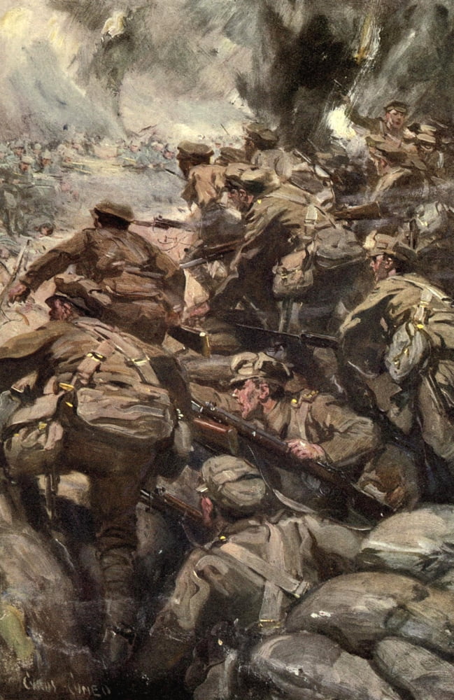 Posterazzi Told in the Huts 1916 Repulsing a frontal attack Canvas Art - Cyrus Cuneo (24 x 36)