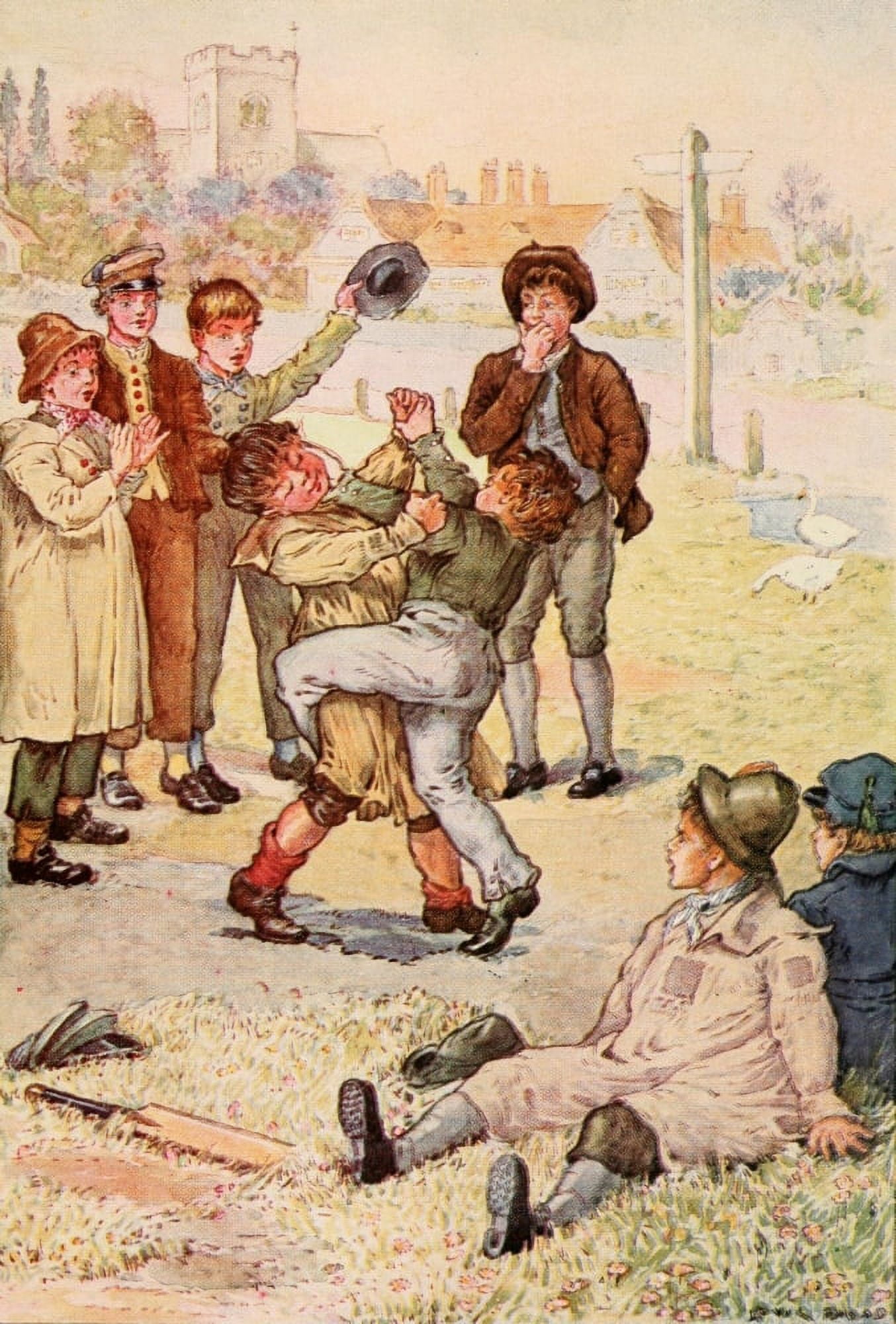 Posterazzi Tom Browns School Days 1896 They grappled Canvas Art - Louis Rhead (24 x 36)