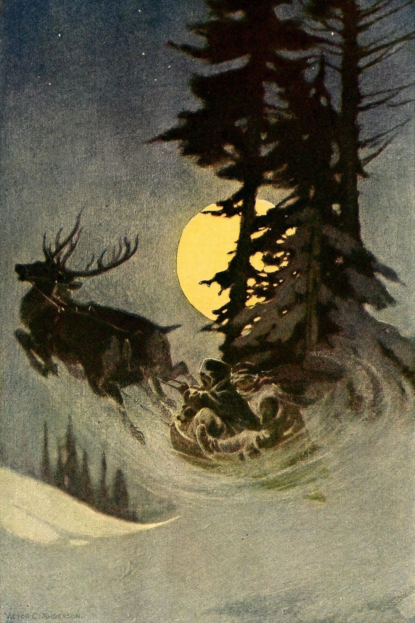 Posterazzi Tommy Trots Visit to Santa Claus Santa & Reindeer Canvas Art - Victor C Anderson (24 x 36)