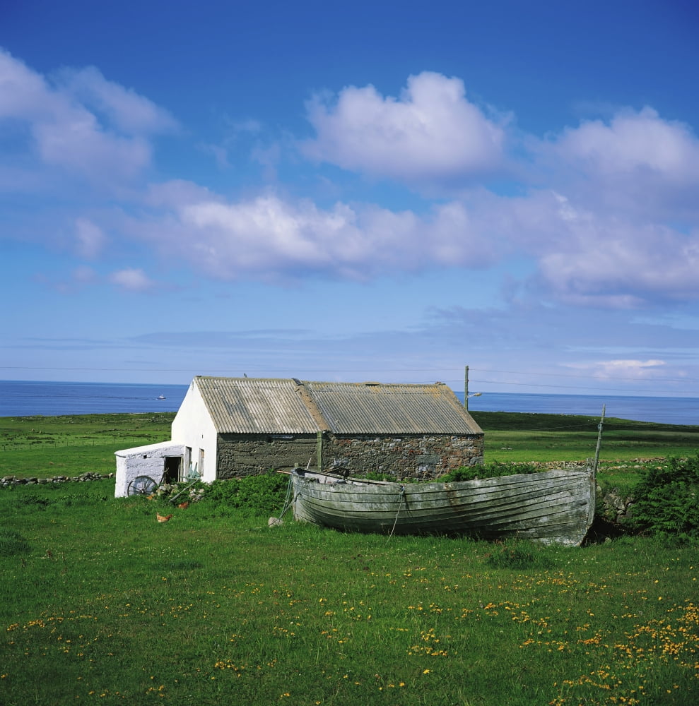 Posterazzi Tory Island Co Donegal Ireland Cottage And Boat Canvas Art - The Irish Image Collection Design Pics (24 x 24)