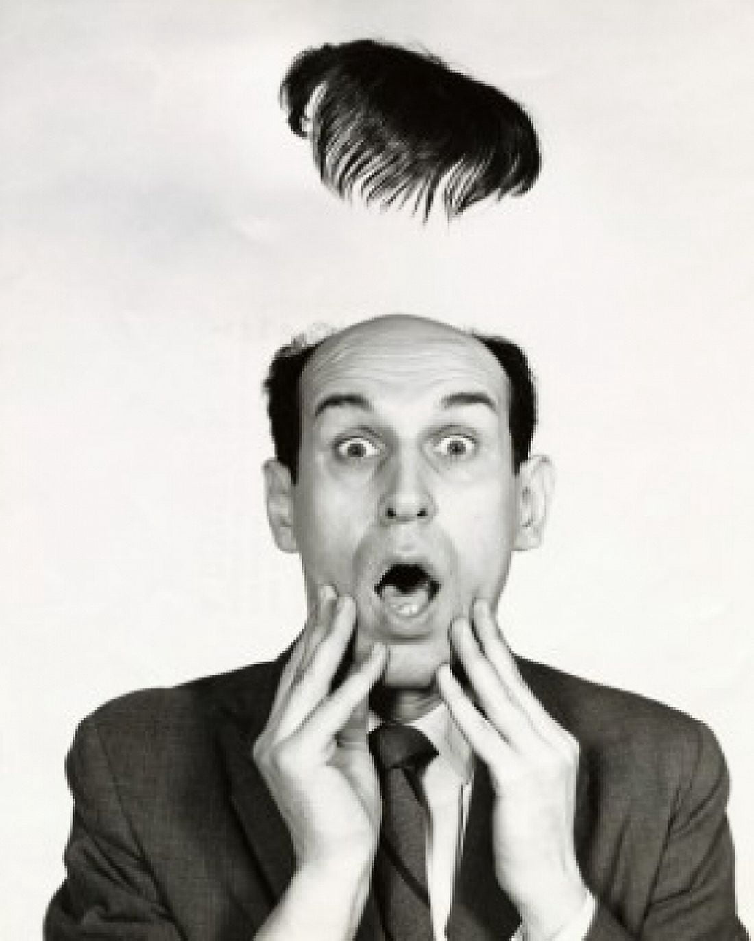Posterazzi Toupe flying off of a surprised businessmans head Canvas Art - (24 x 36)