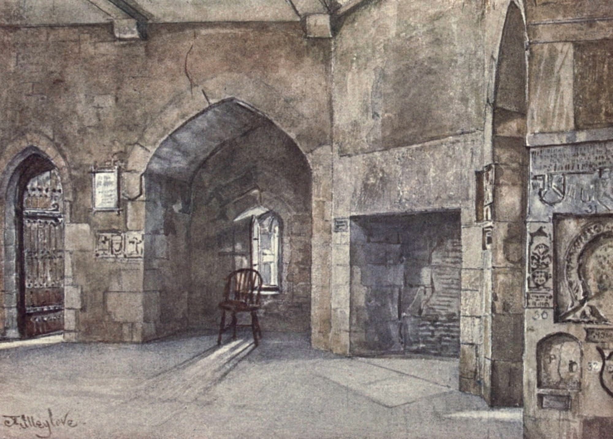 Posterazzi Tower of London 1908 Principal room for prisoners Canvas Art - John Fulleylove (24 x 36)