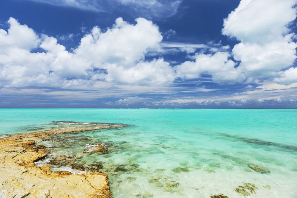 Posterazzi Tropical White Sand Beach and Sea In the Turks and Caicos Islands Canvas Art - Design Pics Vibe Design Pics (34 x 22)