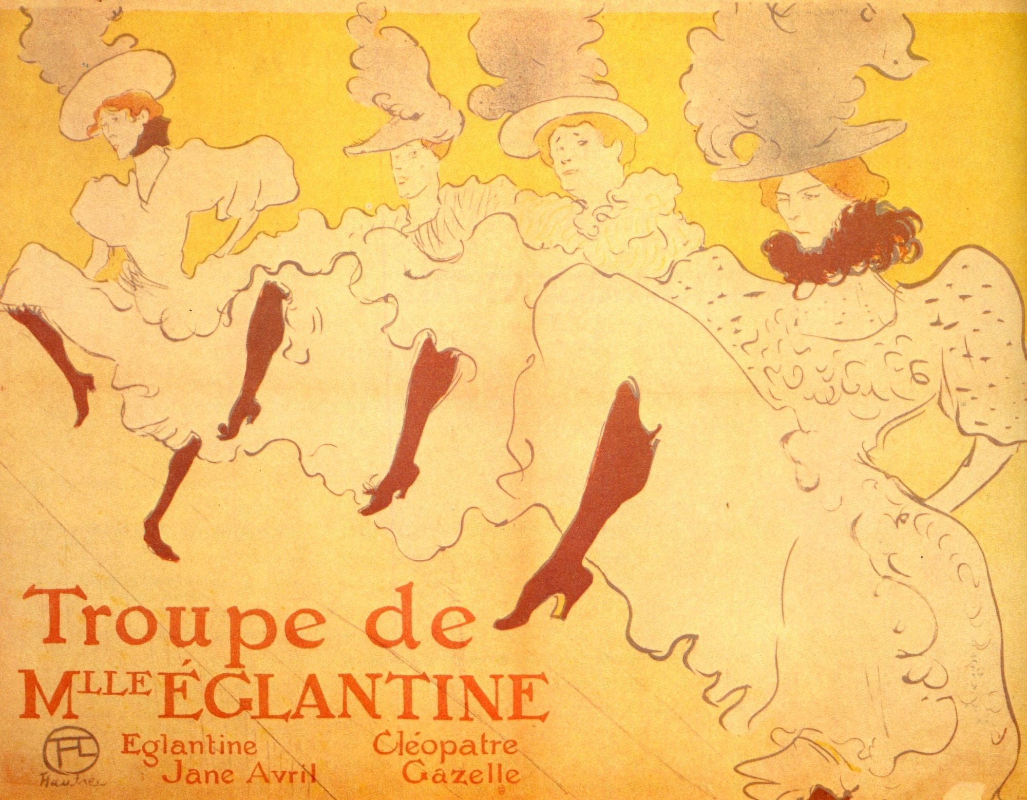 Posterazzi Troupe de Mlle Eglantine 1896 Canvas Art - H de Toulouse-Lautrec (24 x 36)