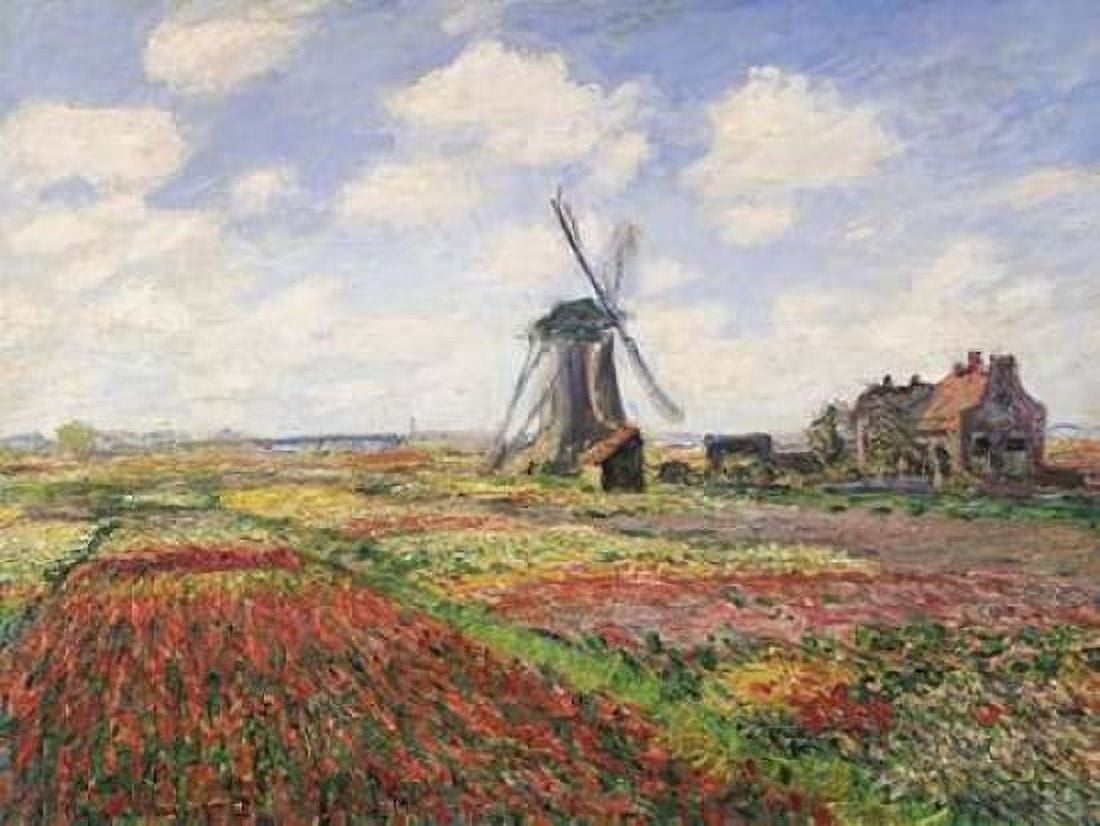 Posterazzi Tulip Fields with Windmill Canvas Art - Claude Monet (22 x 28)