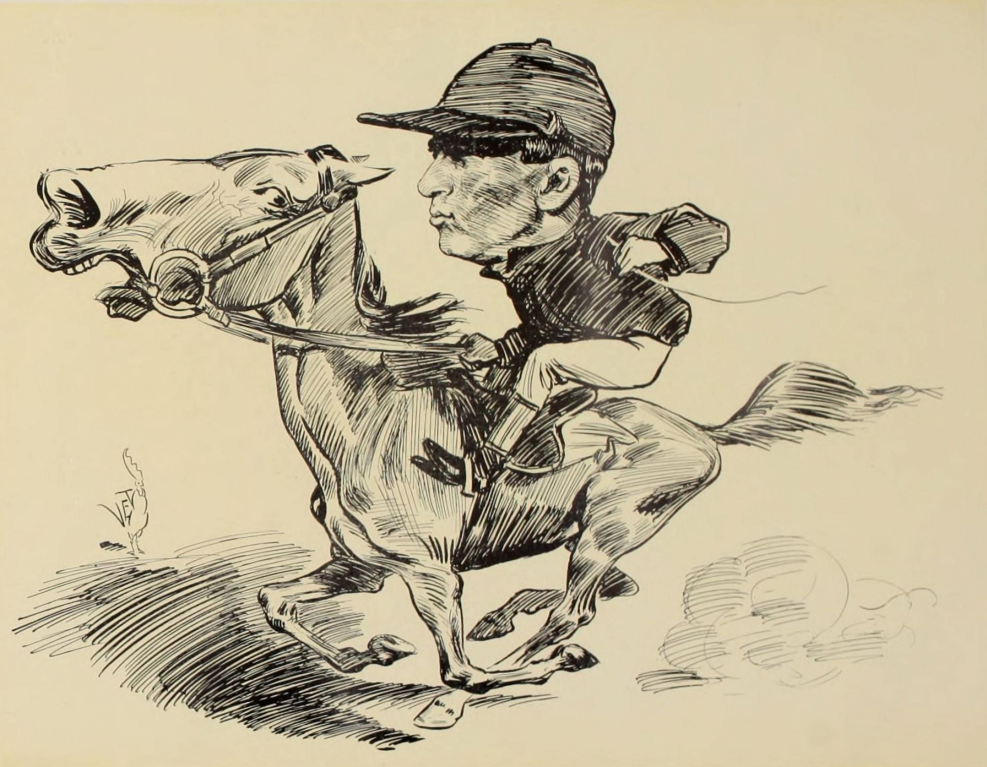 Posterazzi Turf in Caricature 1900 Romanelli Canvas Art - Jesse Sylvester (1875-1966 Anderson (24 x 36)