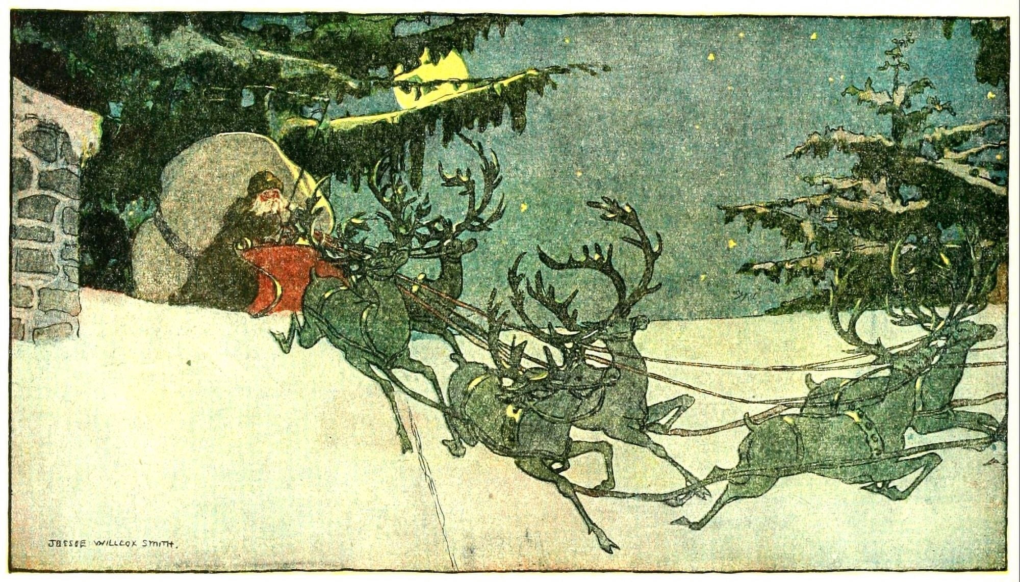 Posterazzi Twas the night before Christmas c1912 Santas coming 1 Canvas Art - Jessie Willcox Smith (24 x 36)