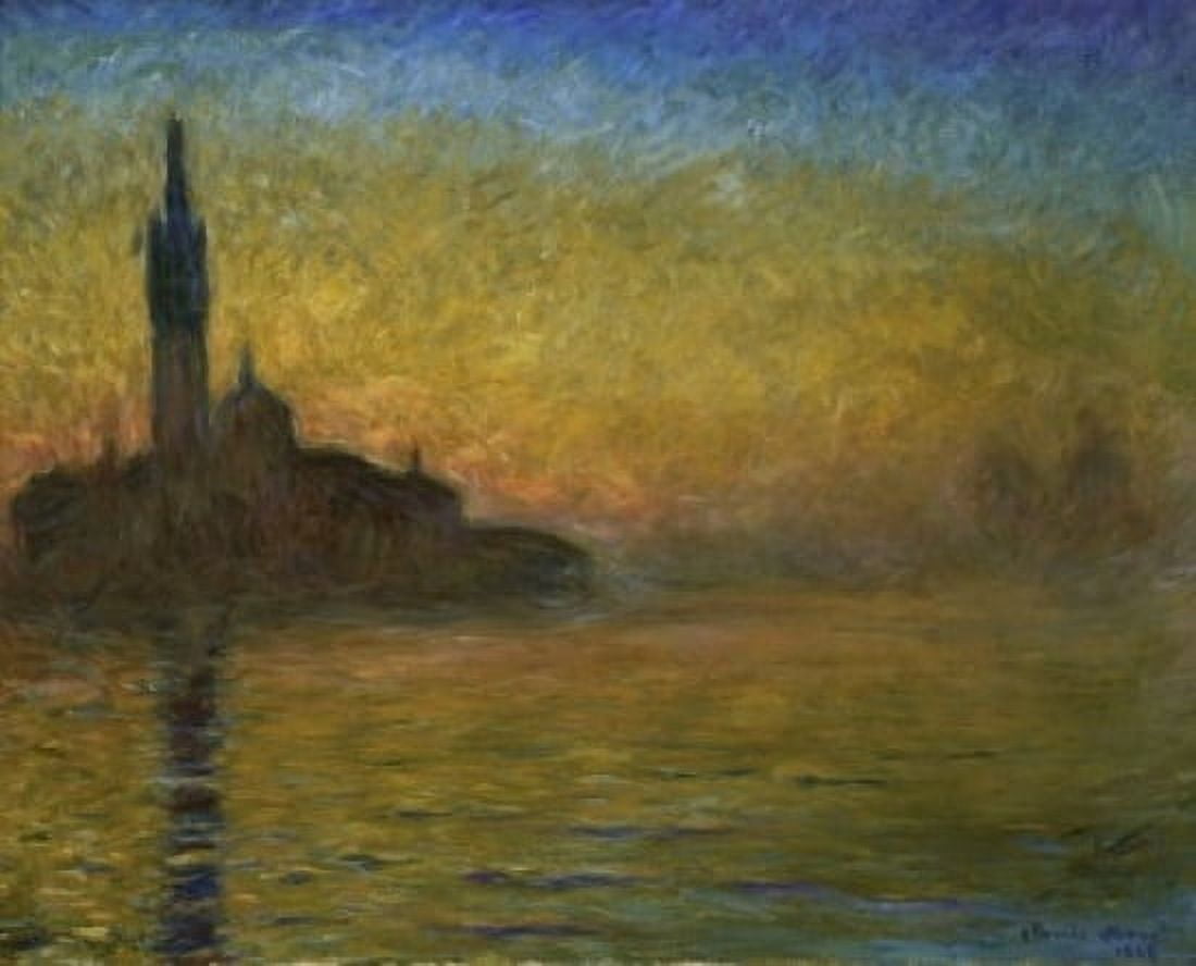 Posterazzi Twilight in Venice Crepuscule a Venise Claude Monet (1840-1926French) Private Collection Canvas Art - (24 x 36)