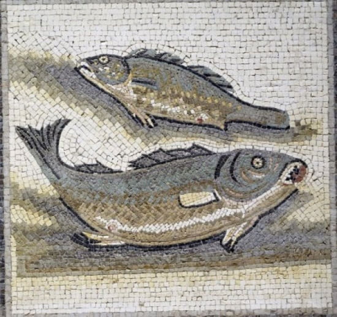 Posterazzi Two Fish 1st-3rd Century BC mosaic Canvas Art - (24 x 36)