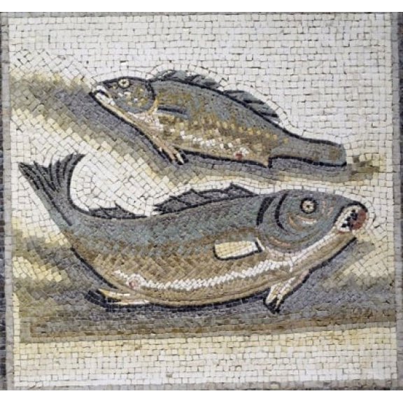 Posterazzi Two Fish 1st-3rd Century BC mosaic Canvas Art - (24 x 36)