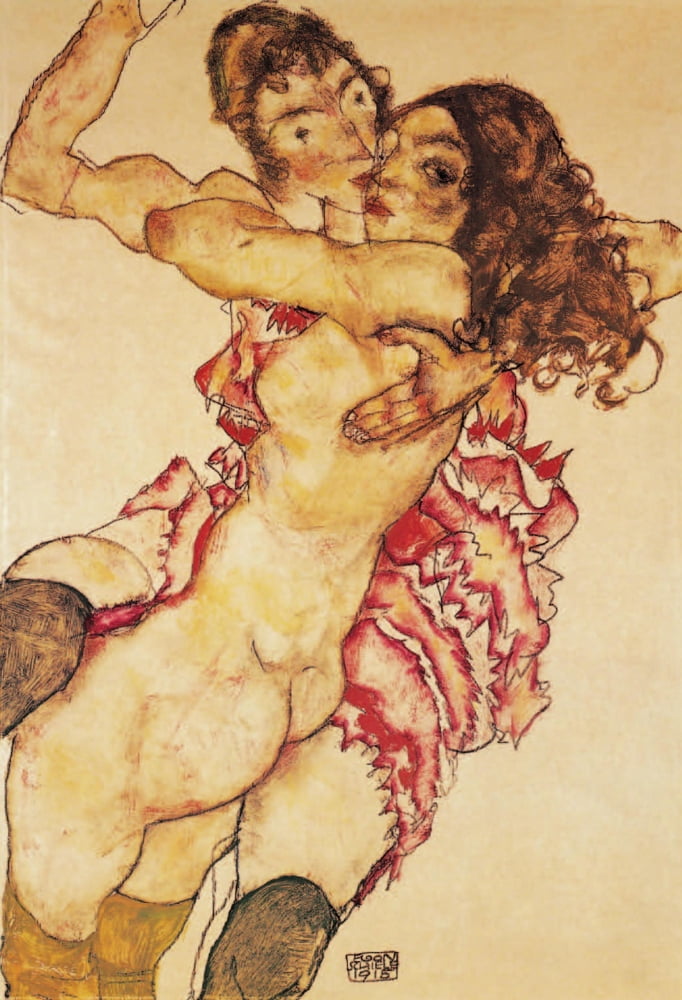 Posterazzi Two Girls embracing 1915 Canvas Art - Egon Schiele (24 x 36)