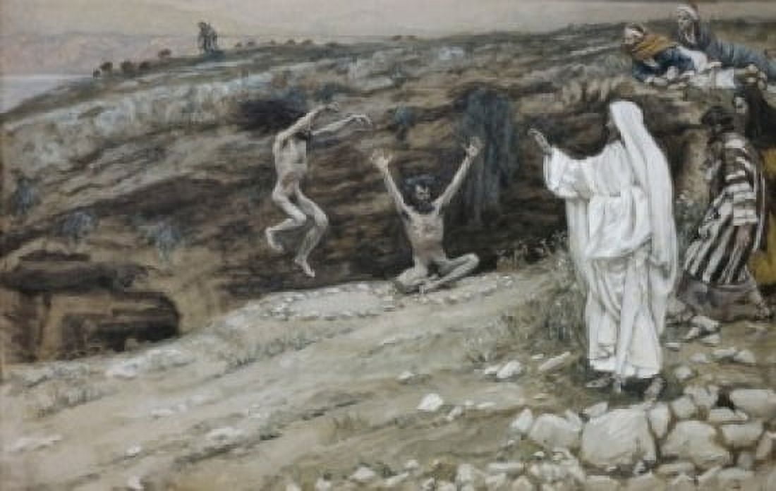 Posterazzi Two Men Possessed with Devils James Tissot (1836-1902 French) Canvas Art - James Tissot (24 x 36)