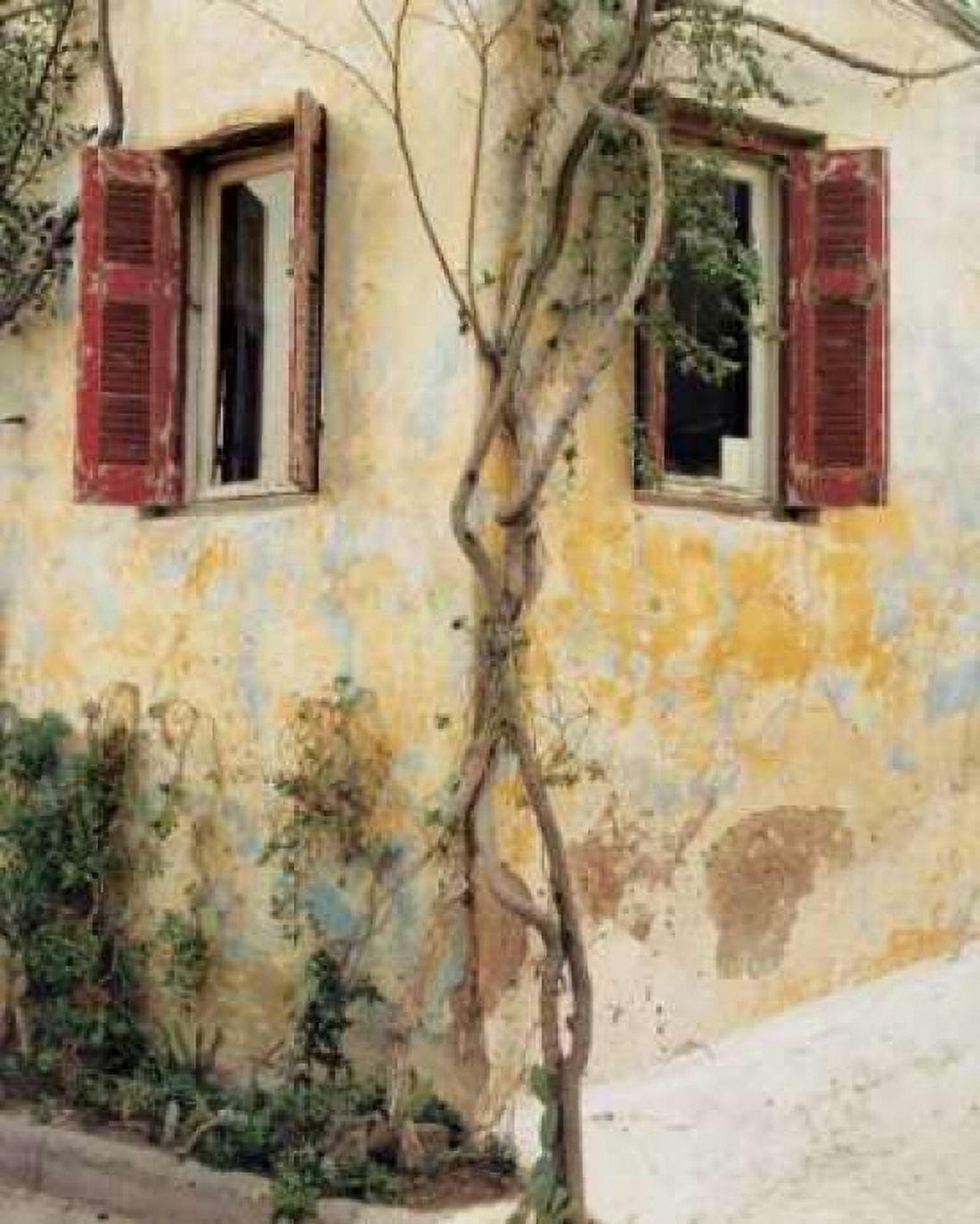 Posterazzi Two Windows Red Shutters Canvas Art - Zeny Cieslikowski (24 x 30)