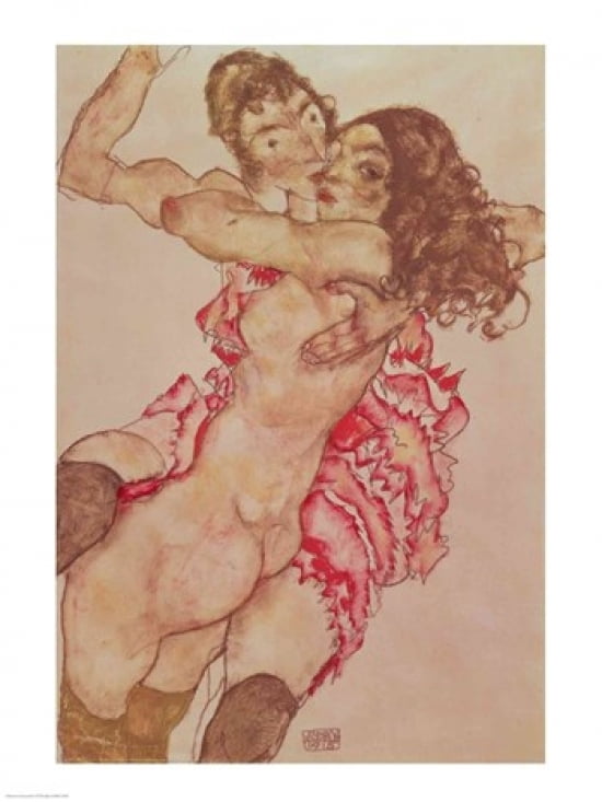 Posterazzi Two Women Embracing 1915 Canvas Art - Egon Schiele (24 x 36)