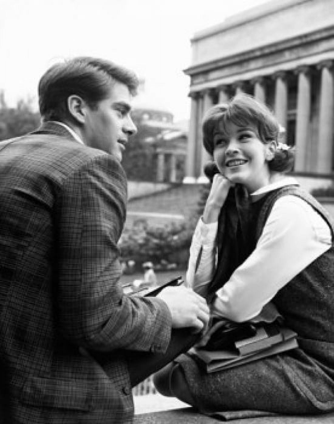 Posterazzi Two college students sitting together and smiling Canvas Art -  (24 x 36)