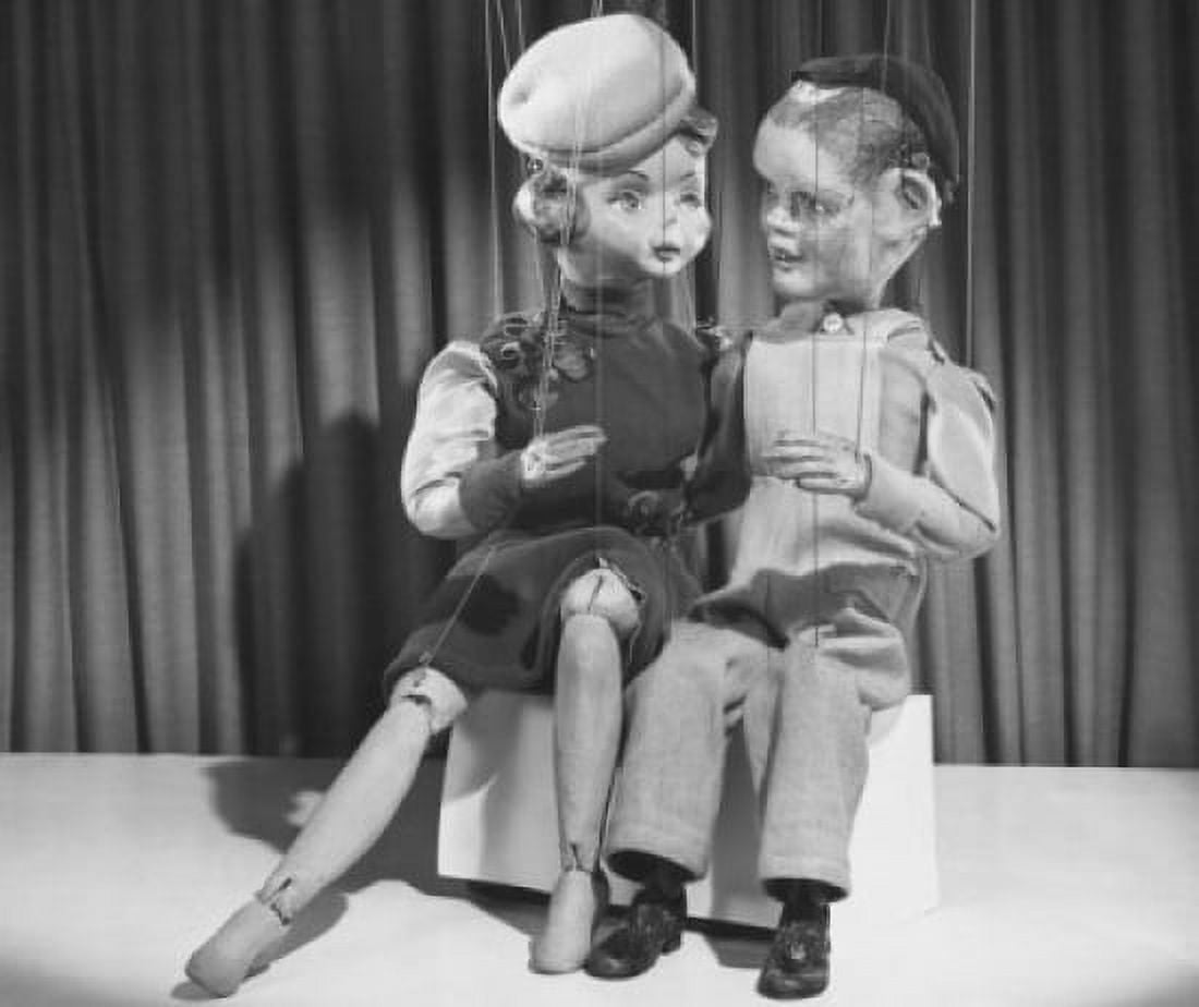 Posterazzi Two marionettes sitting on stage Canvas Art - (24 x 36)