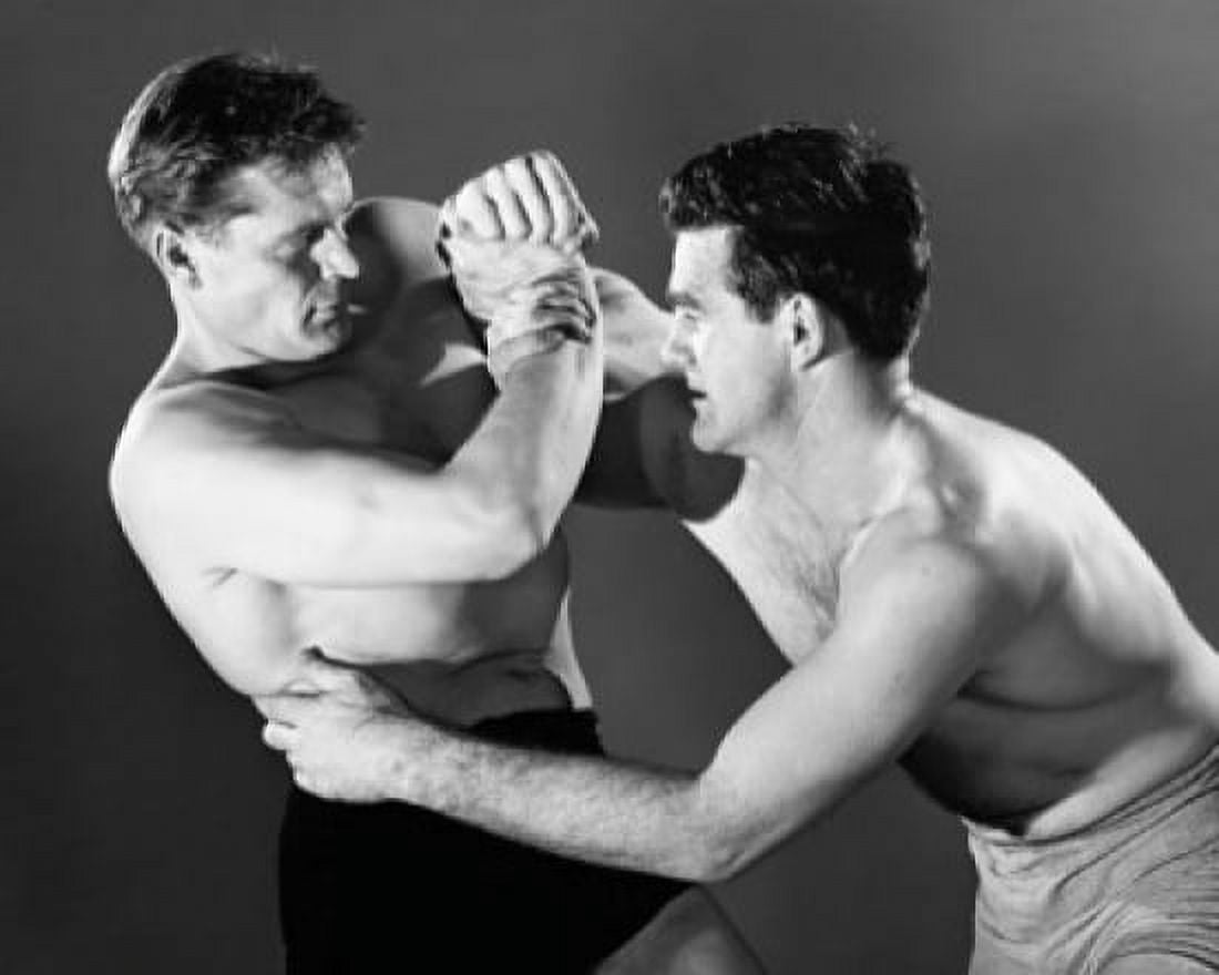 Posterazzi Two wrestlers wrestling Canvas Art - (24 x 36)